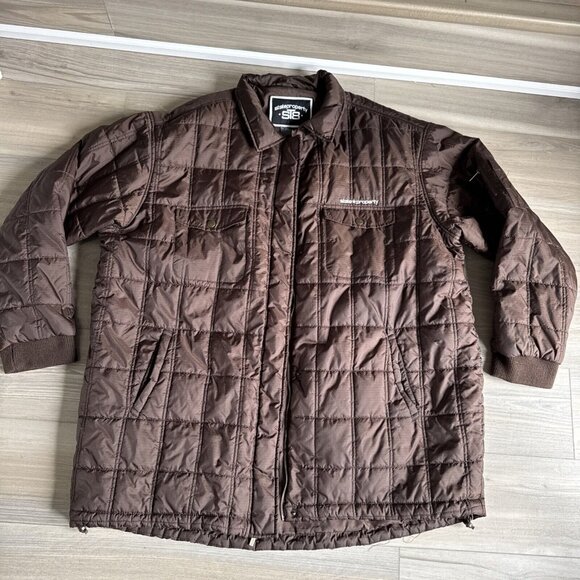 State Property Jacket Mens 4XL Brown‎ Quilted Puffer 90's Rap Hip Hop Y2K Zip Up - Picture 1 of 12